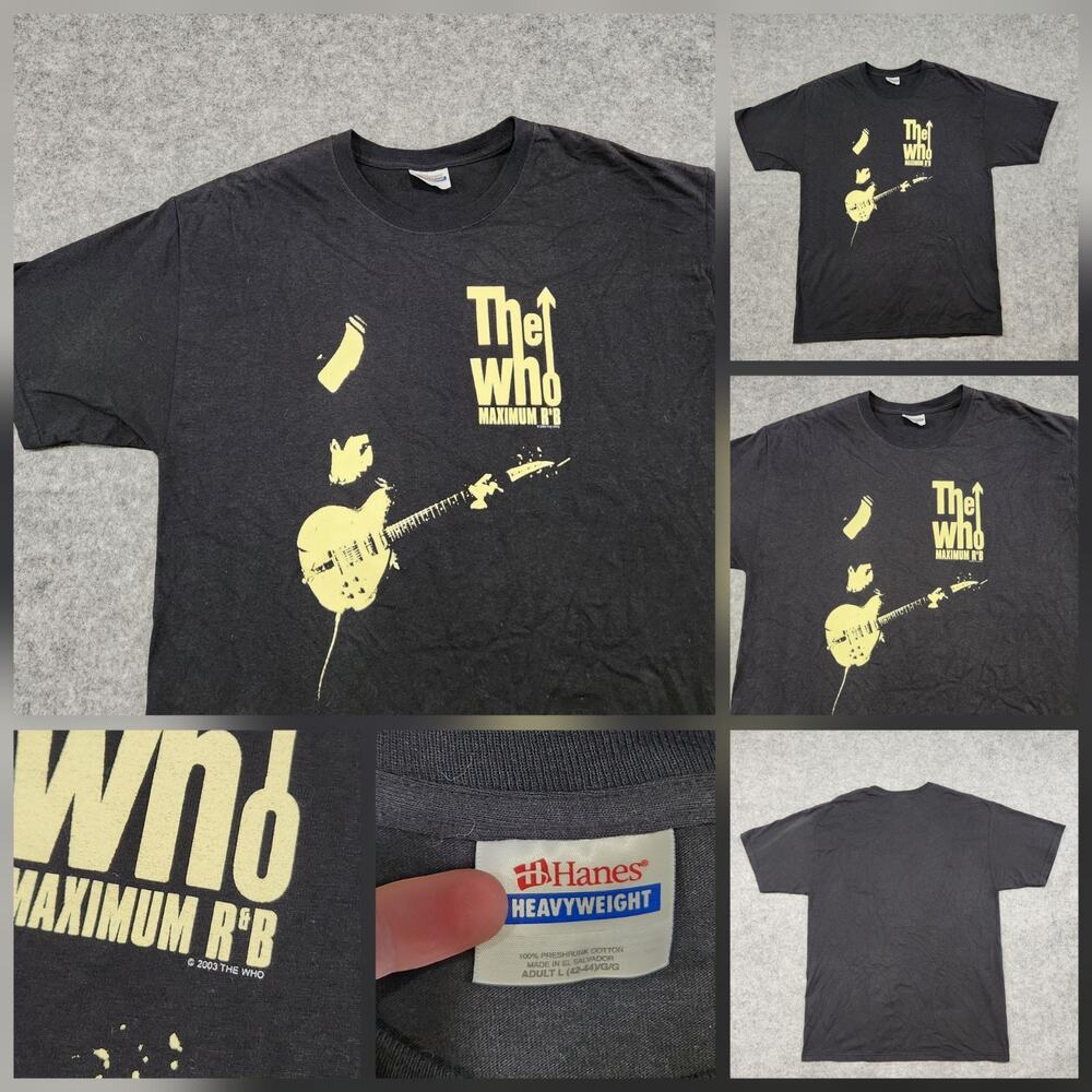 VTG Y2K 2003 The Who Maximum‎ R&B Mens L Large Black Graphic Band Music T Shirt